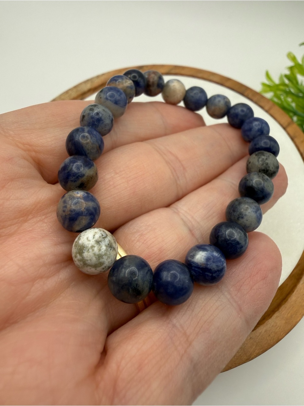 Genuine Sodalite Gemstone 8mm Bead Bracelet 7"